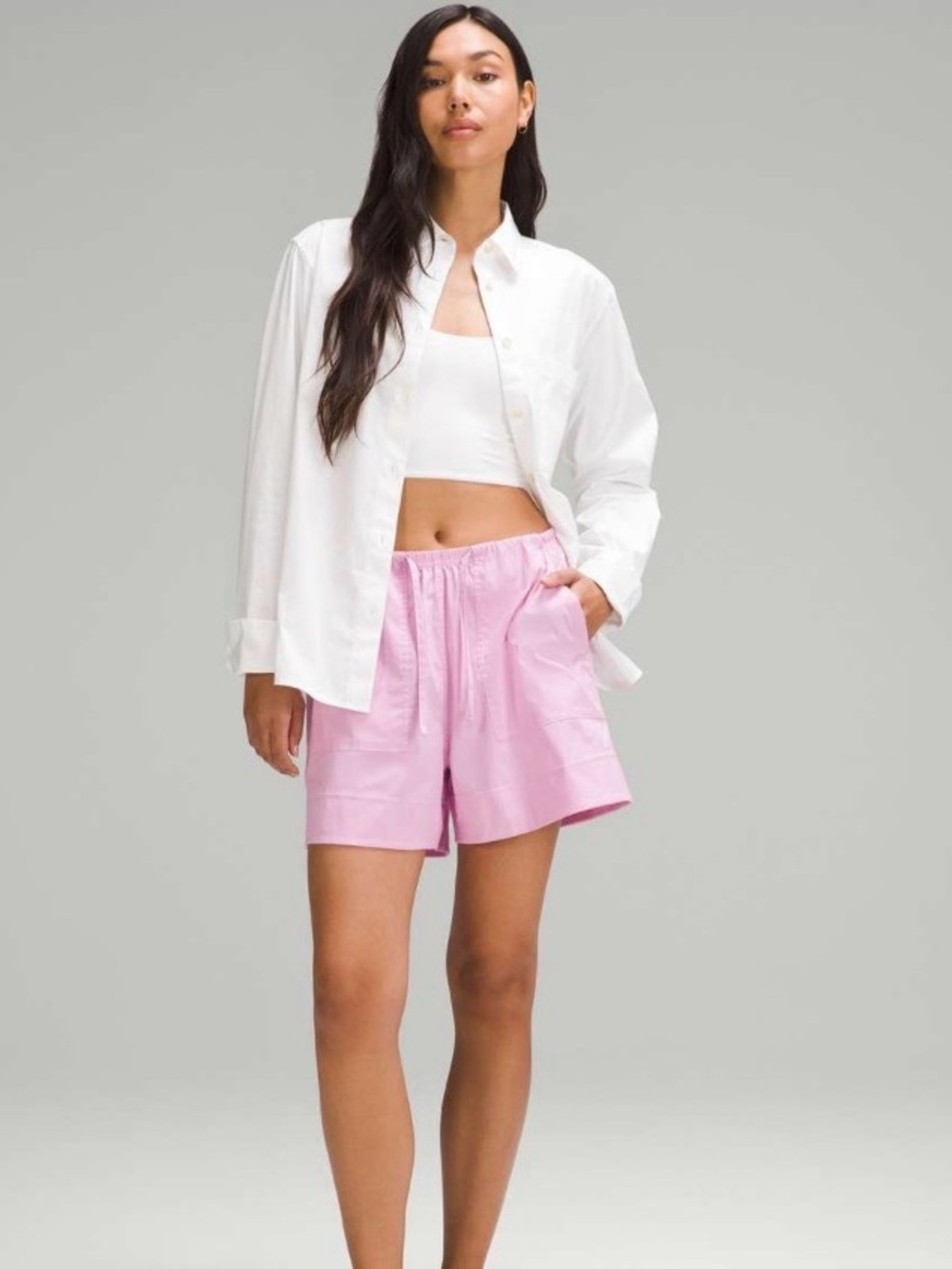 Lululemon Cotton-Blend Poplin High-Rise Short 4" Vita Pink Size XL